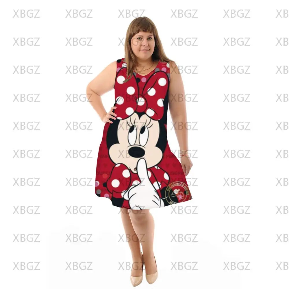 Sexy Plus Size Dresses for Women 4xl 5xl 6xl Beach Dress Elegant Chubby Minnie Mouse Chic Woman Mickey Summer 2022 Boho Disney