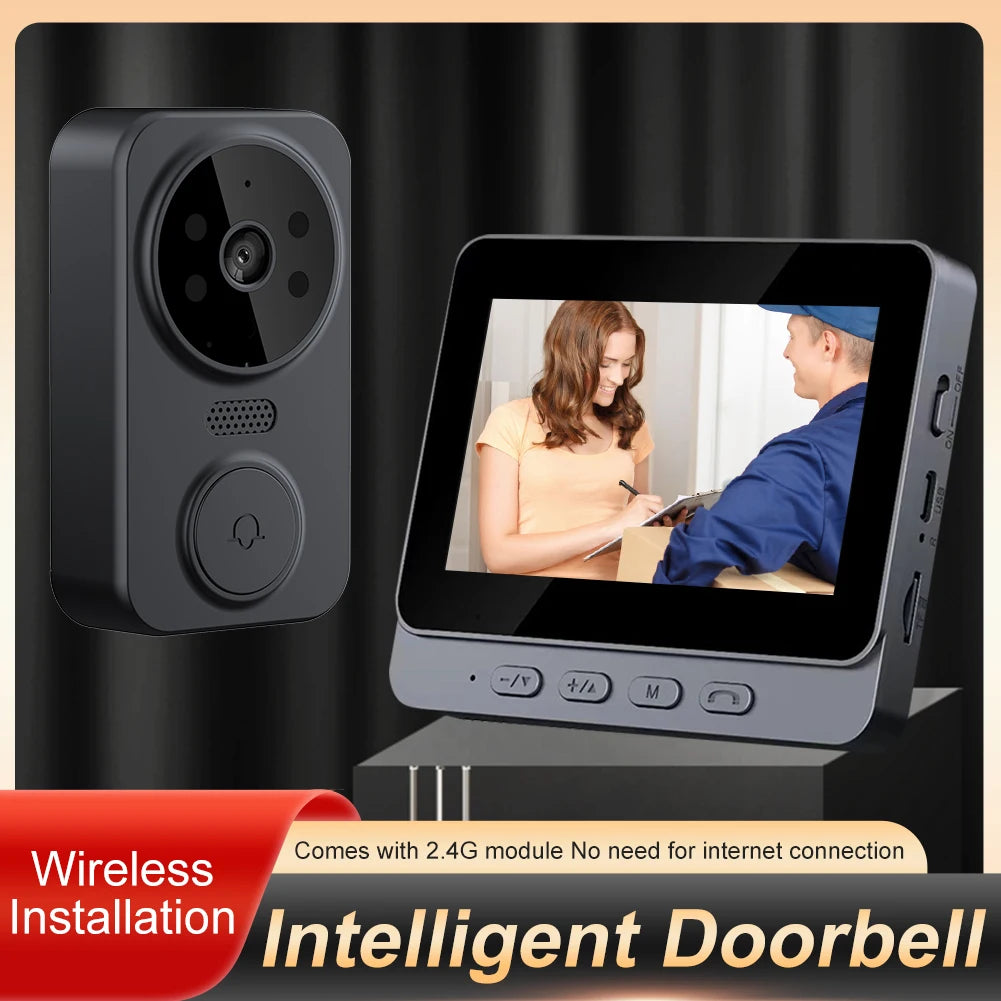 Smart Video Doorbell Camera IR Night Vision Digital Door Viewer 2.4G WiFi 800mAh Battery Magic Door Eye Two-Way Intercom