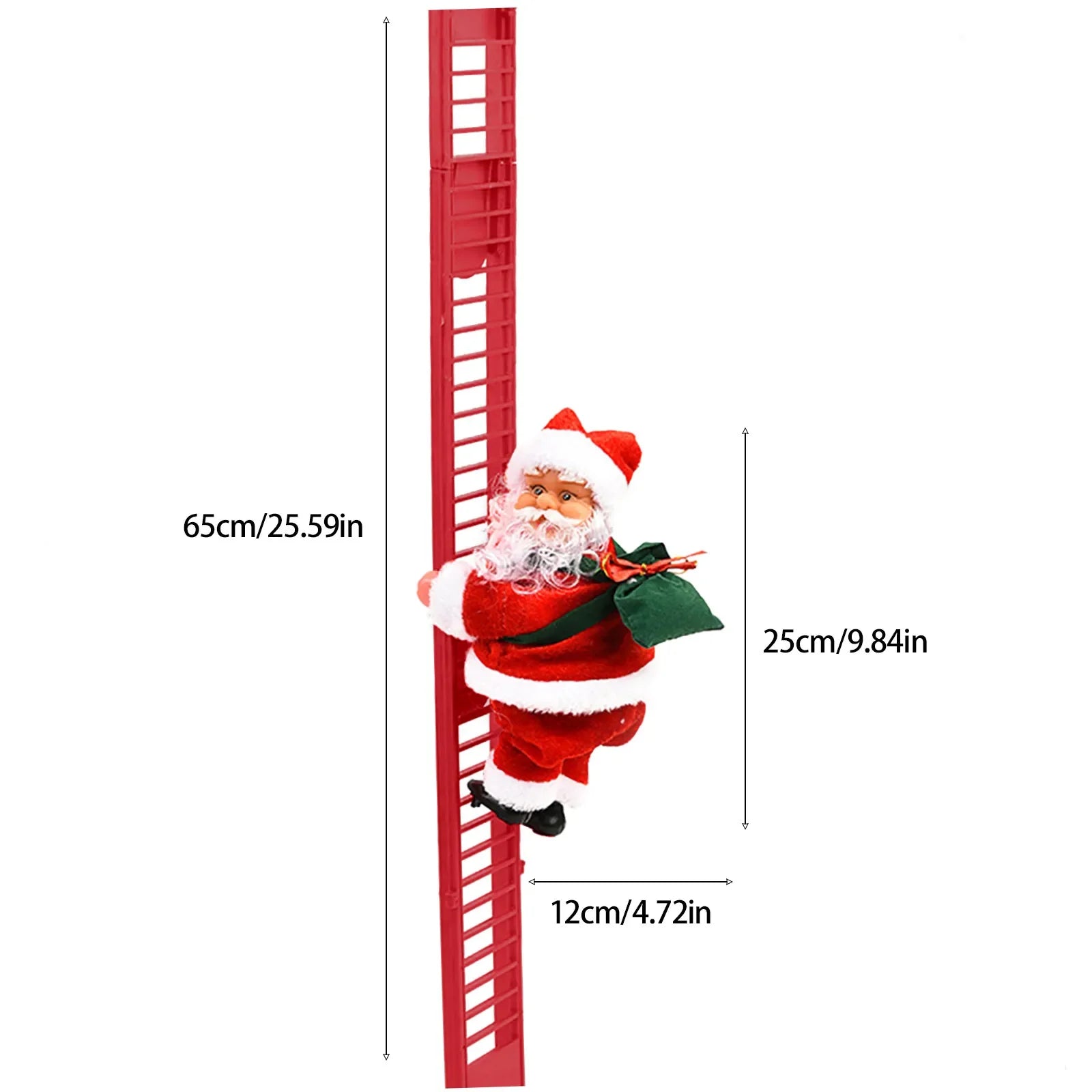 Electric Climbing Ladder Santa Claus with Music & LED Light, Xmas Tree Decorations Hanging Christmas Ornaments Tree Decor