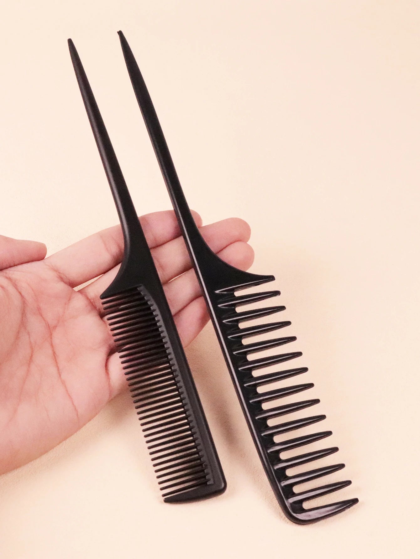 2pcs wide toothed anti-static pointed tail comb and thickened dense toothed pointed tail comb, salon hairstyle set comb