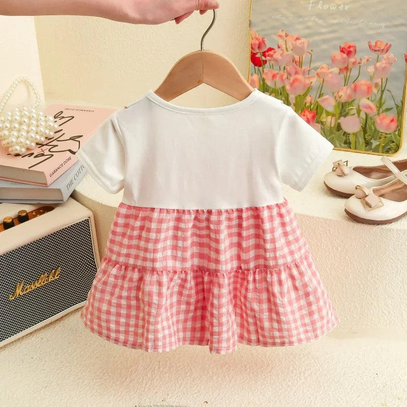 Baby Dresses Summer Plaid Short Sleeve Girls Dresses Cute Casual Baby Girl Clothes