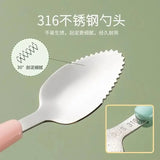 Fruit Scraping Mud Spoon Stainless Steel Baby Food Feeding Spoon Two Heads Soft Silicone Easy To Baby Feeder Utensils