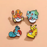 Pokemon Pikachu Anime Metal Badge Squirtle Charmander Bulbasaur Men Women Brooch Badge Jewelry Backpack Decorate Halloween Gift