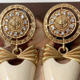 Draweye Bows Geometric Earrings for Women Medieval Palace Style Elegant Fashion Pendientes Mujer Vintage Dinner Party Jewelry