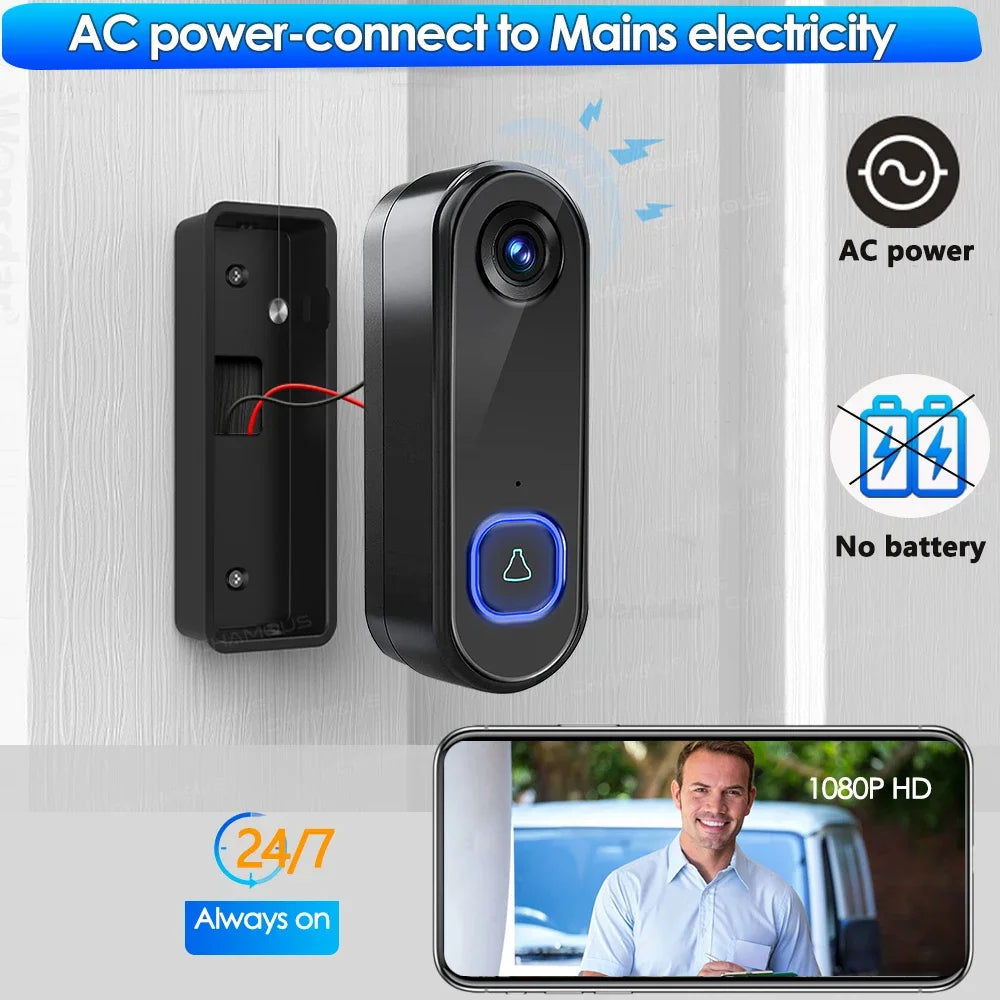 TUYA Video Doorbell WiFi  Wireless Outdoor Door Bell Camera AC Power 1080P Video Door Phone Waterproof IP65 Alexa Google Home