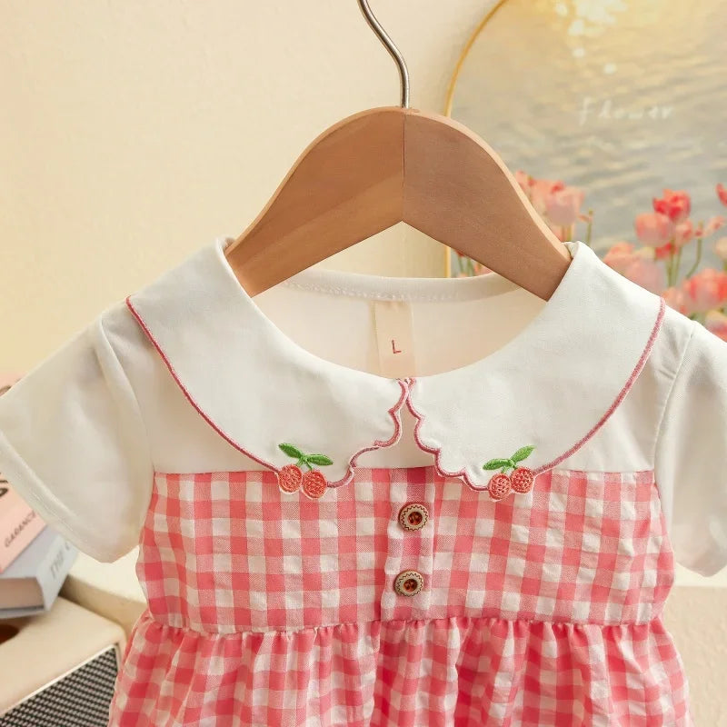 Baby Dresses Summer Plaid Short Sleeve Girls Dresses Cute Casual Baby Girl Clothes