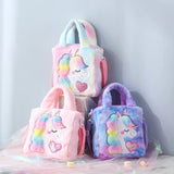Unicorn Toddler Tote Bag Colorful Plush Princess Shoulder Bags Cute Unicorn Plushies Crossbody Handbags Bookbag for Girls Boys