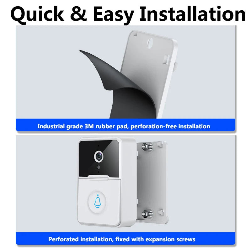 Wireless Video Doorbell Camera WiFi Doorbell HD Camera Outdoor Security Two-Way Audio Cell Phone Door Welcome Bell Intercom