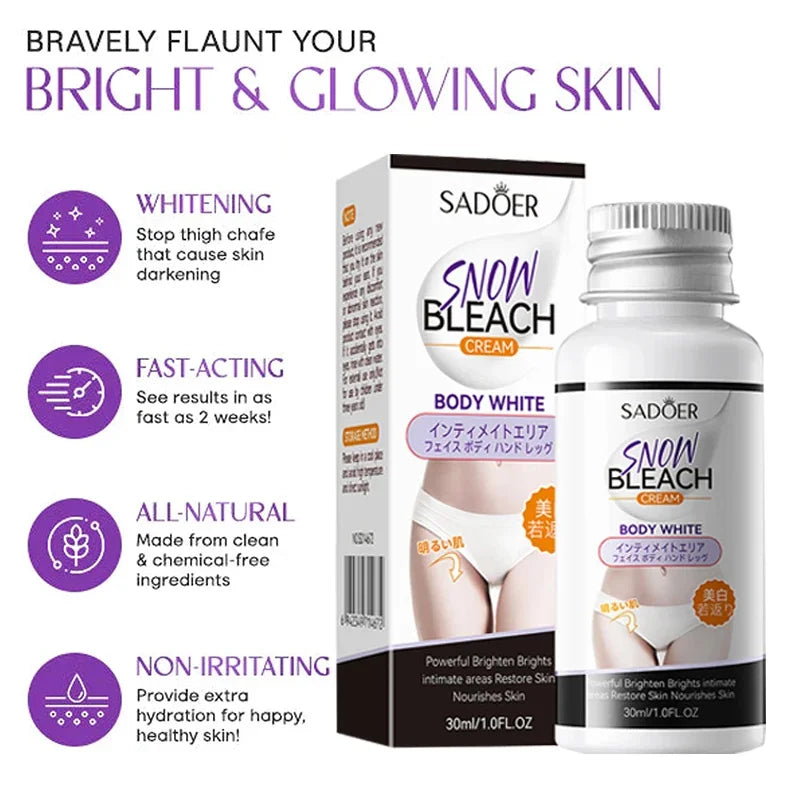 Snow Whitening Cream Quickly Private Parts Dark Skin Underarm Brighten Lotion Inner Thigh Elbows Bleach Joint Remove Melanin