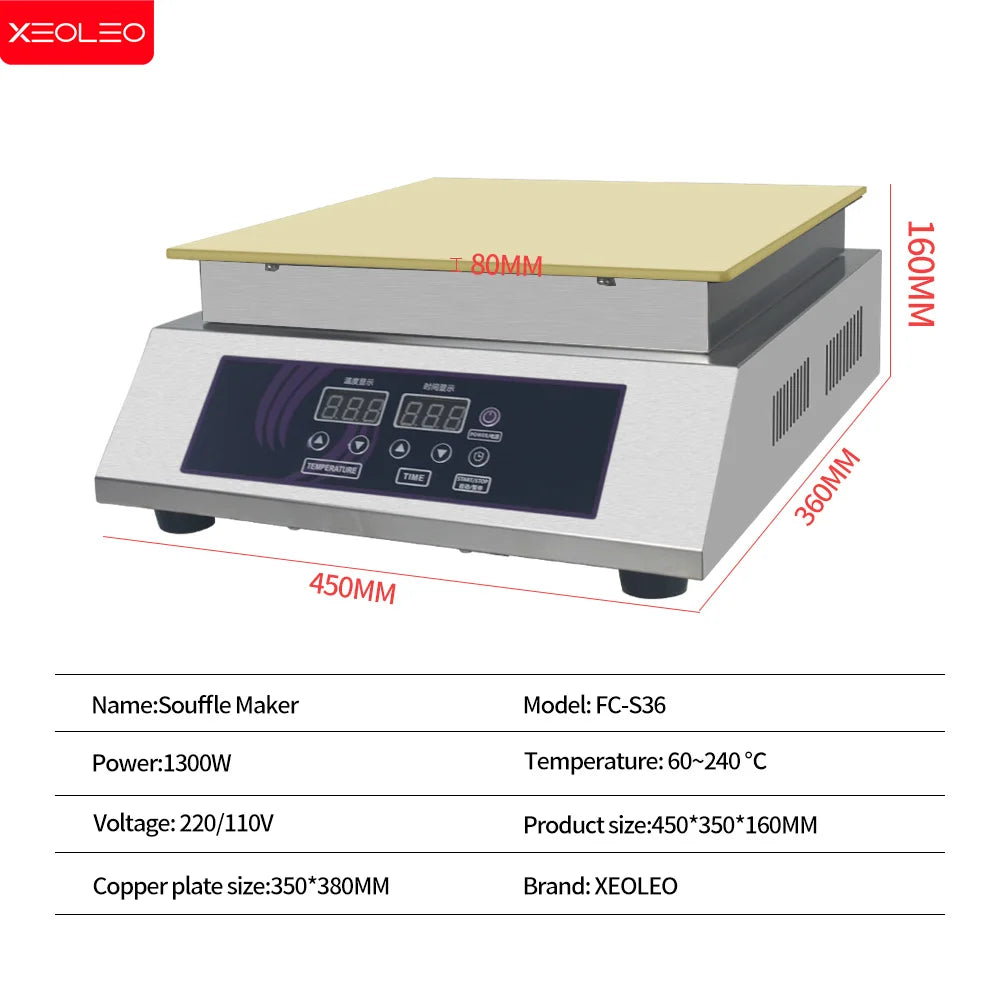 XEOLEO Single Head Souffle Pancake Maker Machine 1300W Fluffy Japanese Souffle Maker Gaufriers Pancake Machine