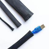 3m/9.85ft PET Expandable Braided Sleeving Flexible Wire Mesh Sleeve Black For TV Audio PC Cords Protect From Pets Chewing