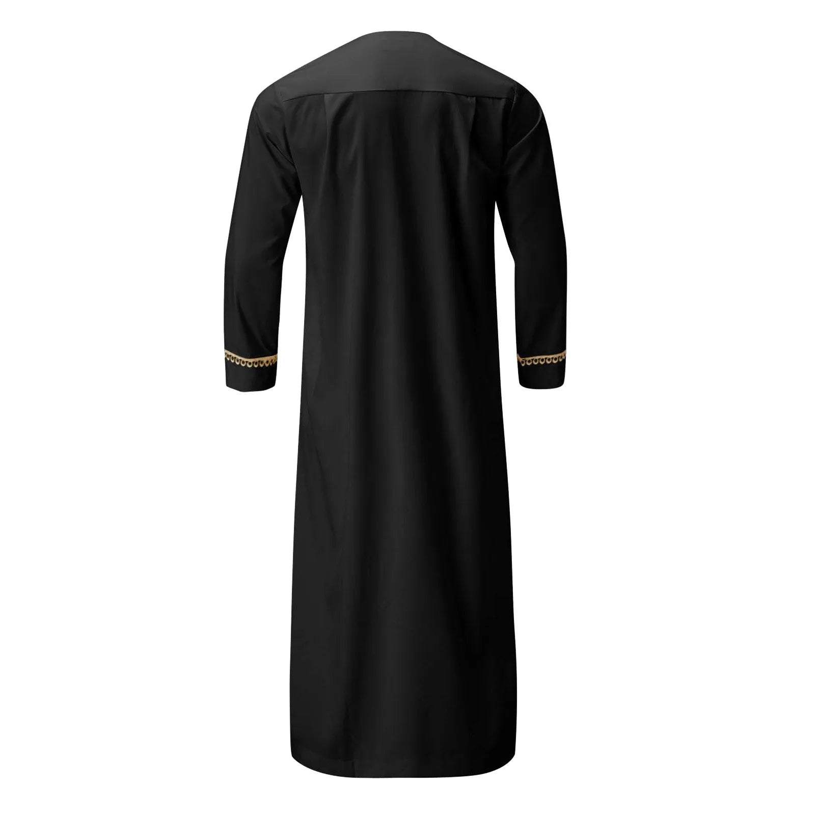 Mens Muslim Robe Arab Middle Robe Long Sleeve Embroidered Pocket Long Abaya Shirt Prayer Muslim Men Clothing