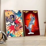 Cartoon Cute T-Tom and J-Jerry Self-adhesive Art Poster Retro Kraft Paper Sticker DIY Room Bar Cafe Stickers Wall Painting