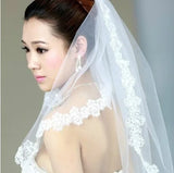 AYiCuthia wedding accessories short bridal veils  White lace veil high quality cheap wedding veils  without comb TS15