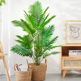 68-125cm(49.2in) Artificial Palm Tree Tropical Fake Plant Green Plastic Palm Leaf Branches Suitable for Home Garden Decoration