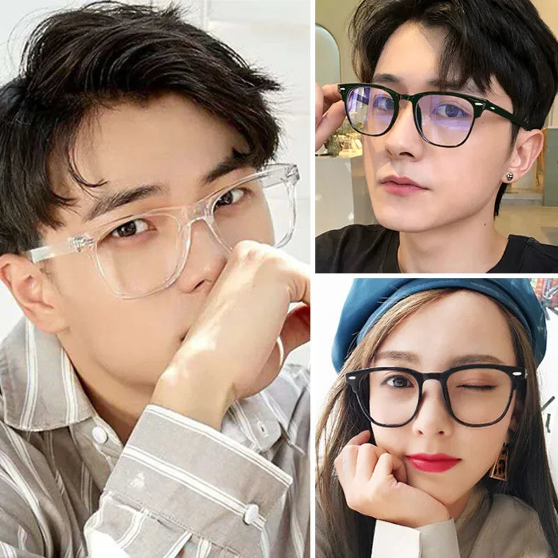 Men Women Transparent Finished Myopia Glasses Retro Oval Frame Blue Light Blocking Eyeglasses Nearsighted Glasses Minus 0To -6.0