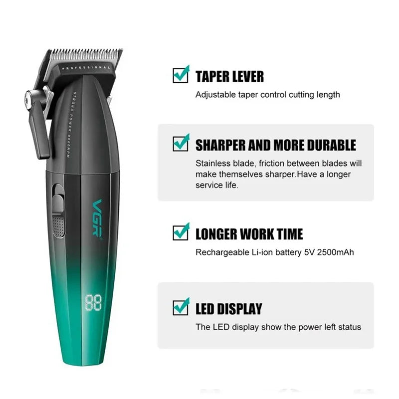 VGR Professional Electric Hair Clipper For Men Rechargeable Hair Trimmer with 9000RPM motor for Beard Hair cut Machine V-003