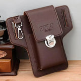 2024 Fashion New Men's Belt Leather Case Vertical Multifunctional Portable Phone Waistpack Card Bag Can Be Keyed Pu Leather Gift