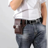 2024 Fashion New Men's Belt Leather Case Vertical Multifunctional Portable Phone Waistpack Card Bag Can Be Keyed Pu Leather Gift