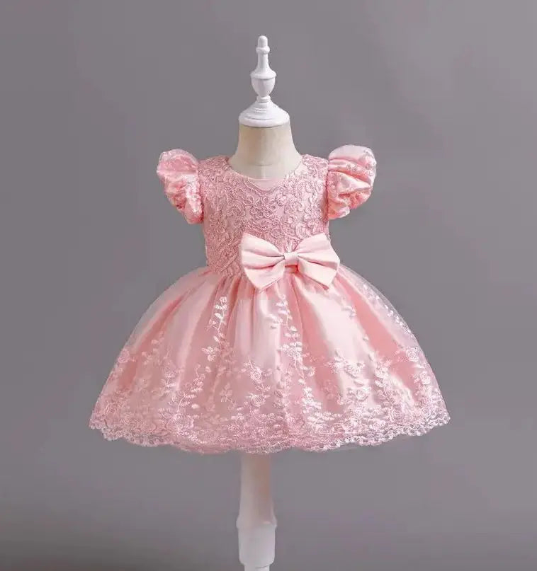 New Embroidery Dress for Girls Children's Clothing Girls' Party Dresses Pink Princess Clothes