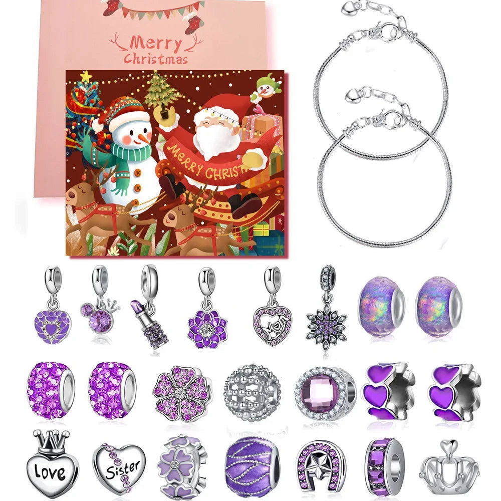 Advent Calendar 2024 Girls Charm Bracelets Making Kit For Kids Xmas Countdown Calendars Jewelry For Toddler Kids Teens Girls