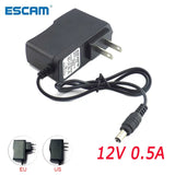 500mA Power Converter supply Adapter AC to DC 12V 0.5A Power Supply US EU Plug Switch 5.5mm x 2.1mm For Strip Light 100-240V