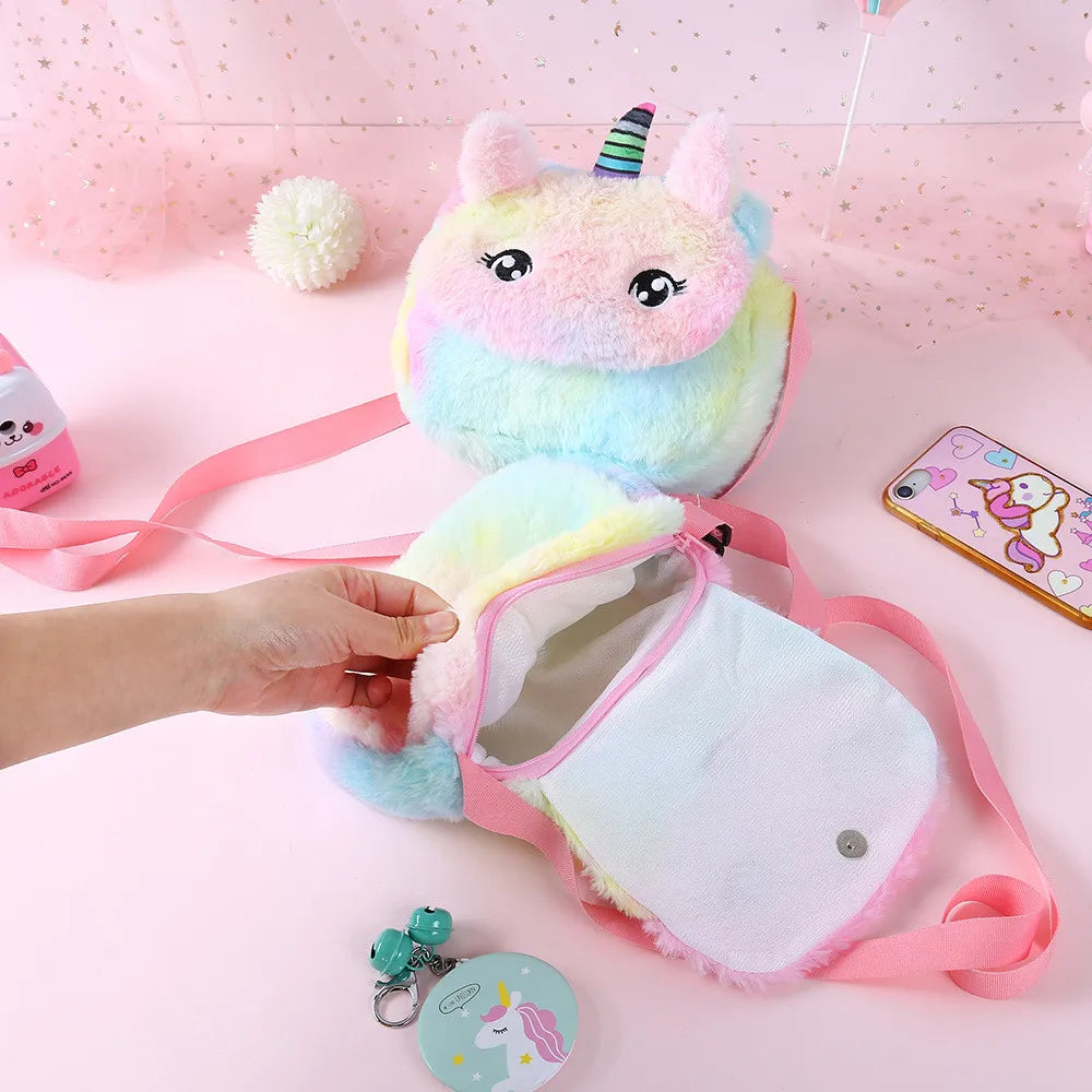 Cartoon Unicorn Messenger Kids Keys Coin Purse Mini Handbag Children Shoulder Bag Kids Keys Children Girls Shoulder Bag