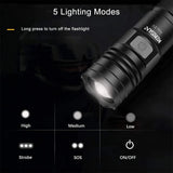 Portable Hand Lantern Powerful LED Flashlight Waterproof 5 Modes Zoom Torchlight Super Bright Torch USB Rechargeable Emerency