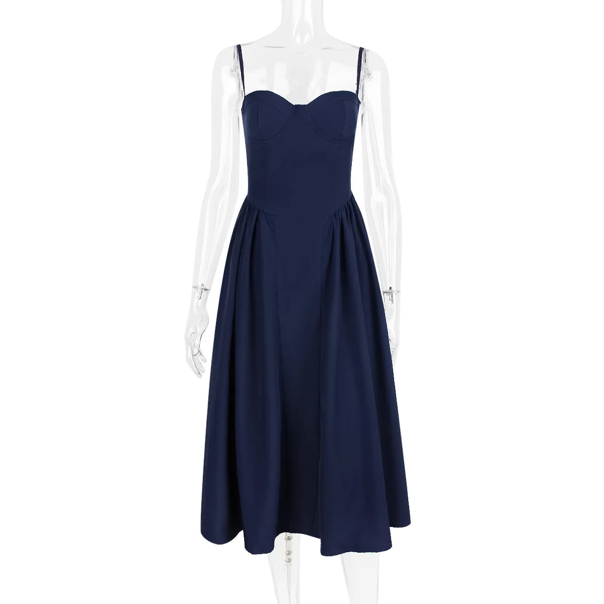 Summer Women Elegant Sleeveless Backless Pleated Dresses Lady Sexy Solid Sling Midi Dress 2024 Female Party Evening A-line Robes