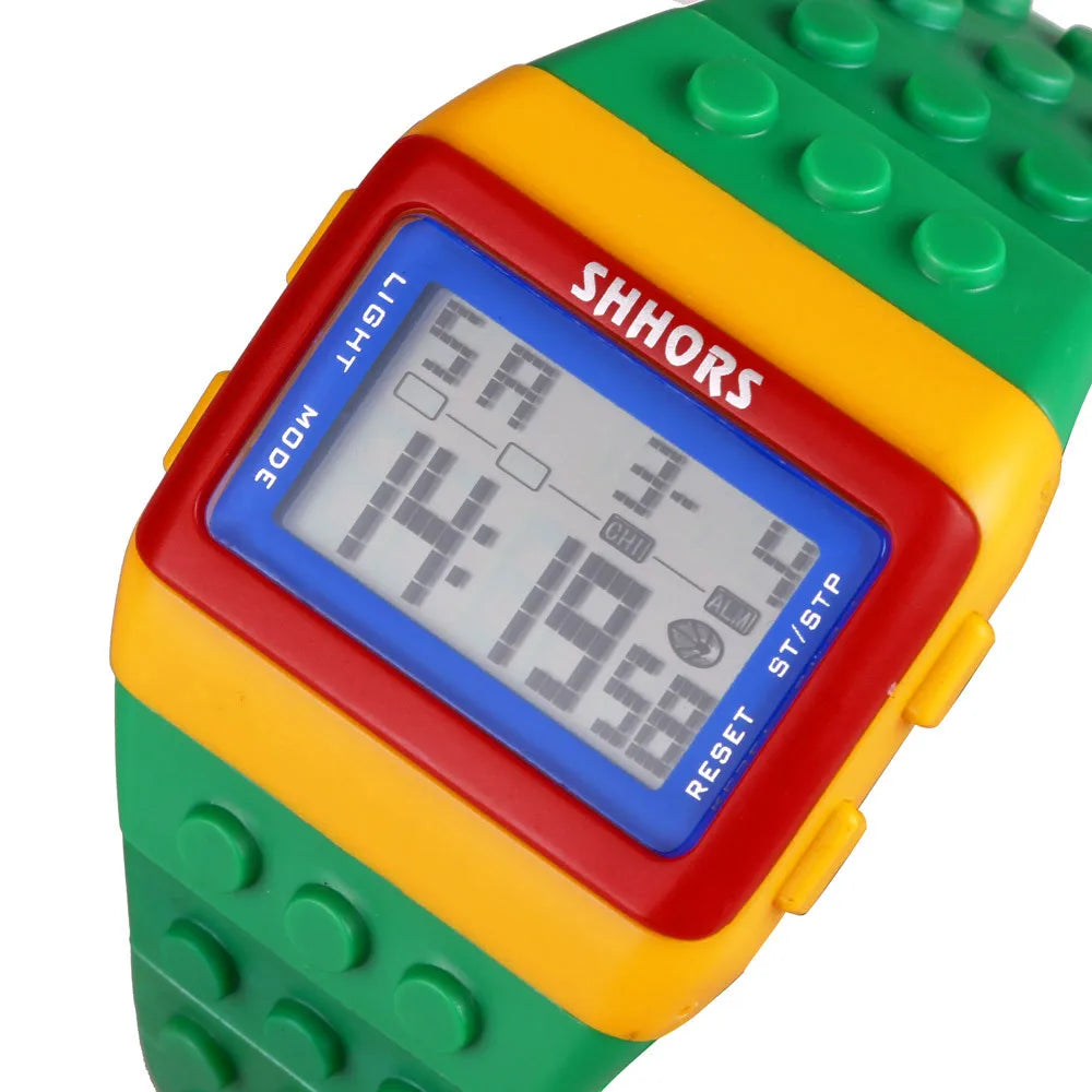 Hot Children's Watches Digital Led Chic Unisex Colorful Constructor Blocks Sports Relogio Masculino Wrist Women Watch Kids @15