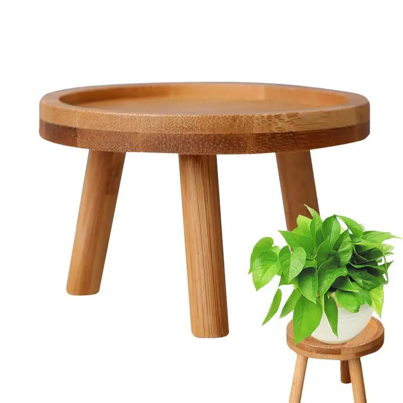 Mini Wooden Stool Flower Display Stand Potted Plant Shelf Bonsai Rack Simple Wood Grain Garden Plant Pot Stand for Home Graden