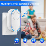 Wsdcam Wireless Doorbell Smart 39 Musics Door Bell Chime Kit LED Flash House Welcome Bell IP65 Waterproof Security Doorbell