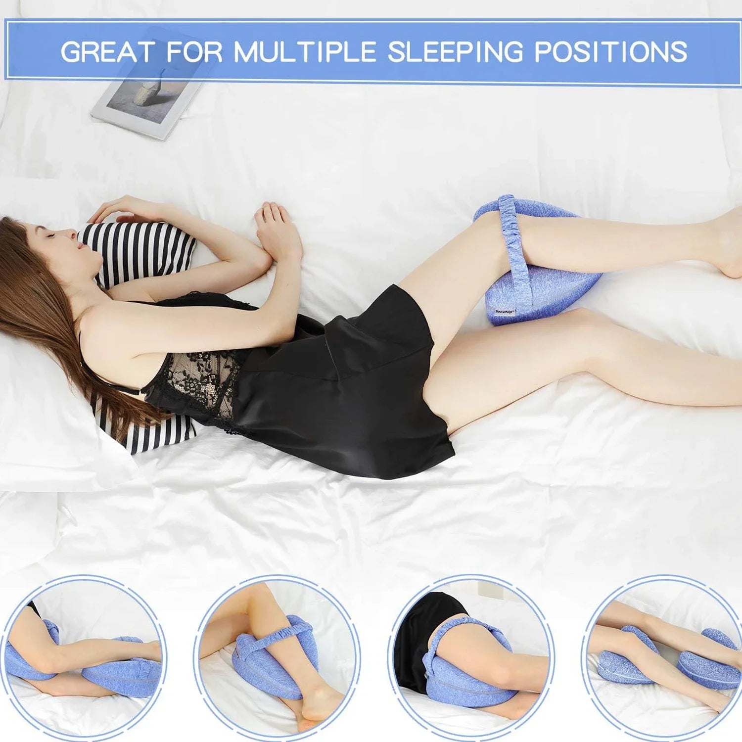 Body Memory Cotton Leg Pillow Home Foam Pillow Sleeping Orthopedic Sciatica Back Hip Joint for Pain Relief Thigh Leg Pad Cushio