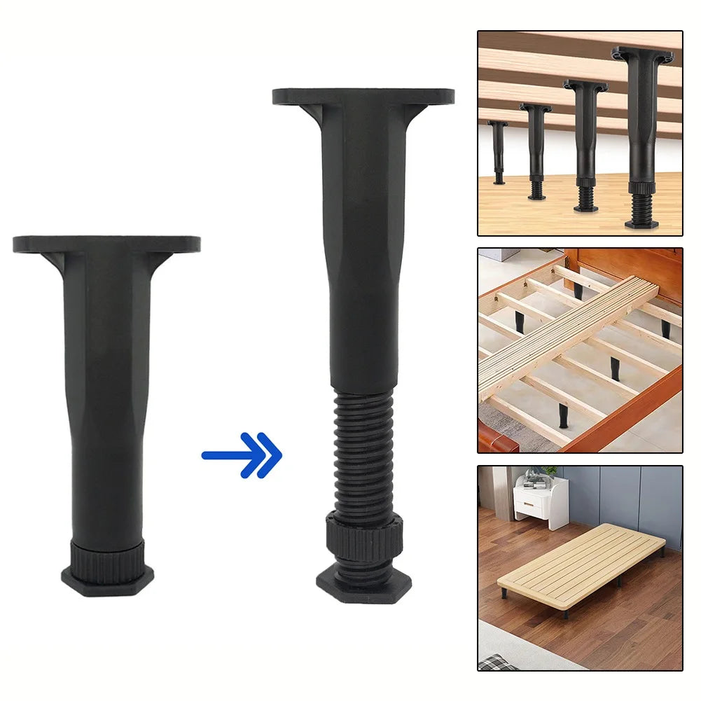 1Pcs Plastic Steel 1.4x3.4in Strengthened Adjustable Plastic Telescopic Furniture Stand For Bed Sofa Support 4 Sizes To Selectio