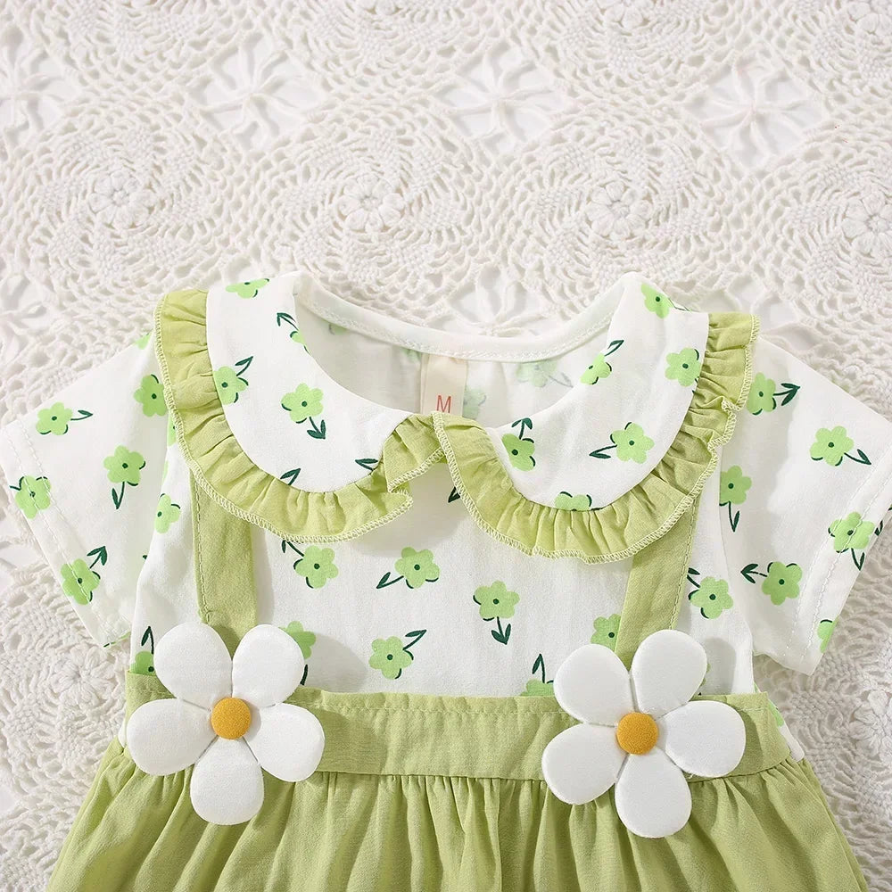 Baby Girl Dresses Summer Flower Short Sleeve Girls Dresses Cute Lapel Girls Dresses Baby Girl Clothes