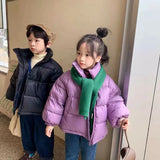 Boys Girls Casual Down Coats Children Winter Warm Jackets Kids Fashion Stand Collar Outerwear Baby Thicken Solid Color Clothes