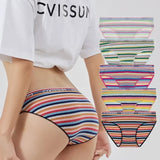 Civissum women's autumn and winter classic retro color striped cotton antibacterial underwear women's rainbow triangle pants