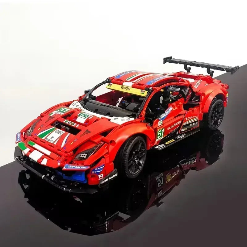 Technical Famous 42125 488 GTE AF Corse 51 City Racing Car Building Blocks MOC Bricks Super Sports Cars Model Boys Assembly Toys