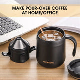 Paperless Coffee Drip Filter with 304 Double Stainless Steel Filter Reusable Coffee Filter for Home Office Travel (Black/White)