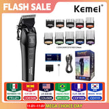 Kemei KM-1858 Professional Commercial Electric Hair Clippers Barber DLC Blade Cutting Machine Rechargeable Men's Hair Trimmer