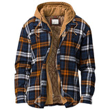 Men's Windbreaker Jackets For Men Winter Harajuku Plaid Shirts Coats Hooded Zipper Long Sleeve Basic Casual Shirts Jackets