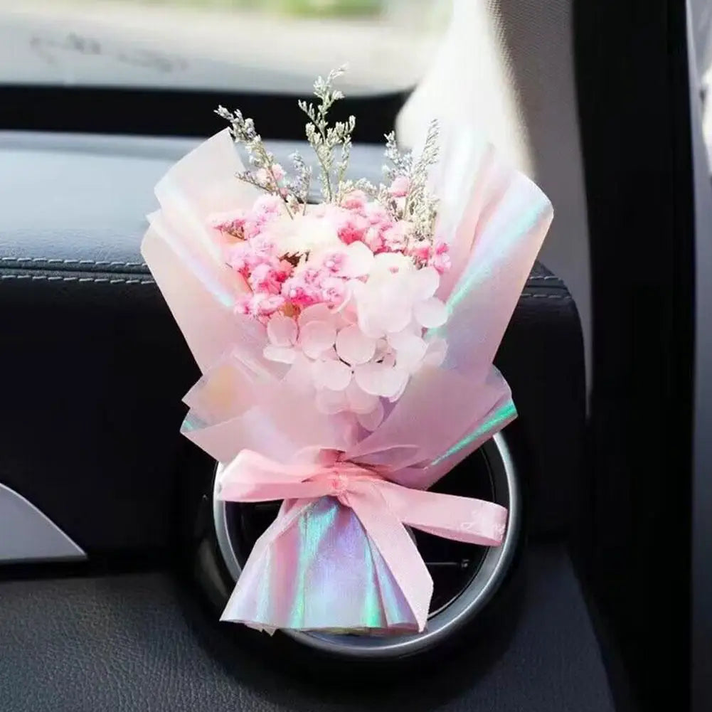 Dried Flowers Bouquet Car Perfume Air Vent Clip Mini Creativity Car Flower Accessories Eternal Bouquet Interior Ornament W1H7