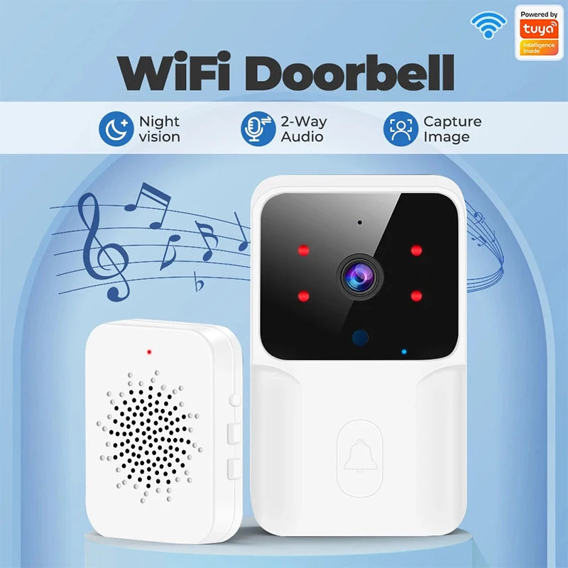 WiFi Doorbell Home Tuya WiFi Wireless Doorbell DC AC Battery Powered Camera Bell with Alexa Google Doorbell Camera