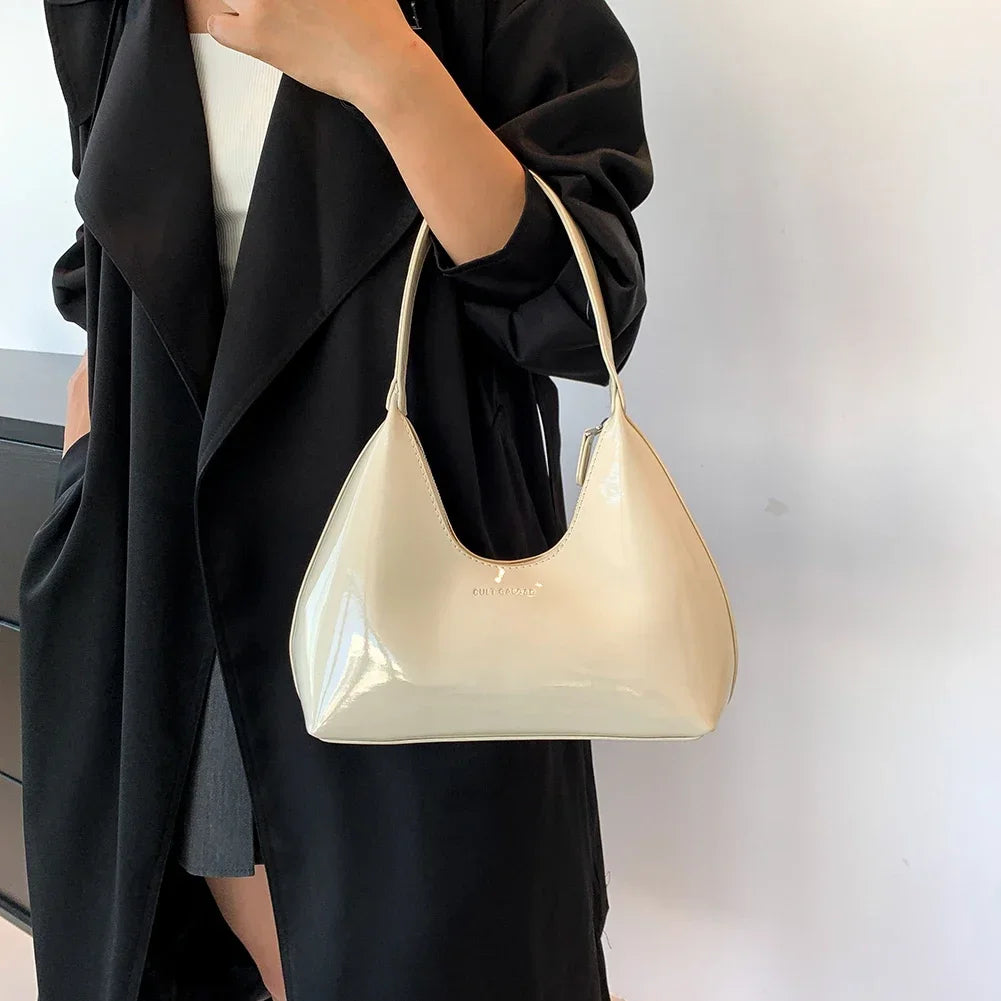 Fashion Shoulder Bag Women's Patent Leather Tote Versatile  Satchel Hobo Bag Girl Brand Designer Zipper Small Handbags