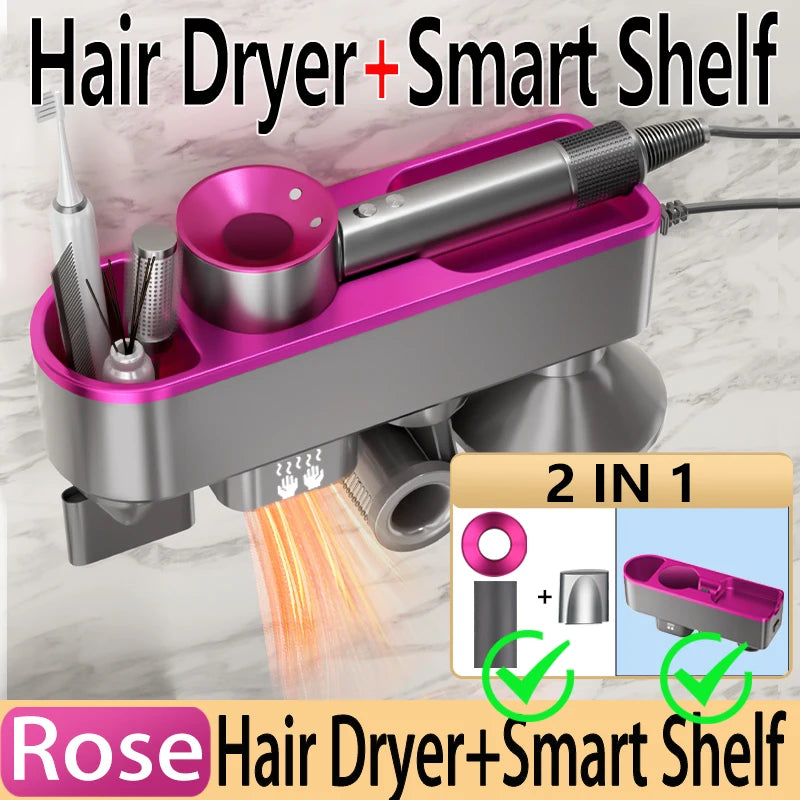 For Dyson Xiaomi Hair Dryer Shelf Wall Mounted Hair Dryer Rack Change Into Automatic Hand Dryer with Storage Box hanger