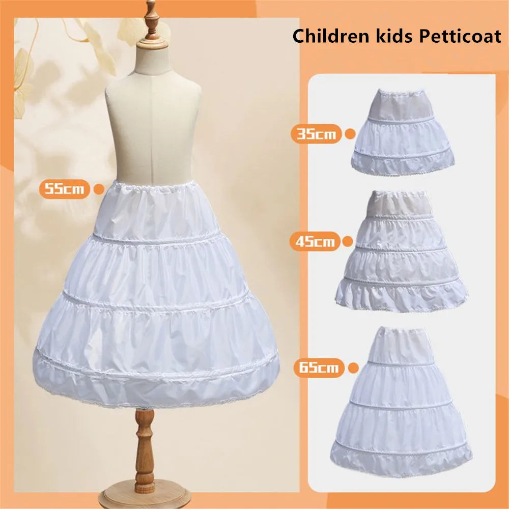 Girls Crinoline Petticoat With Hoop Children Under Skirt Short White Underskirt A-line Ball Gown Child Petticoats