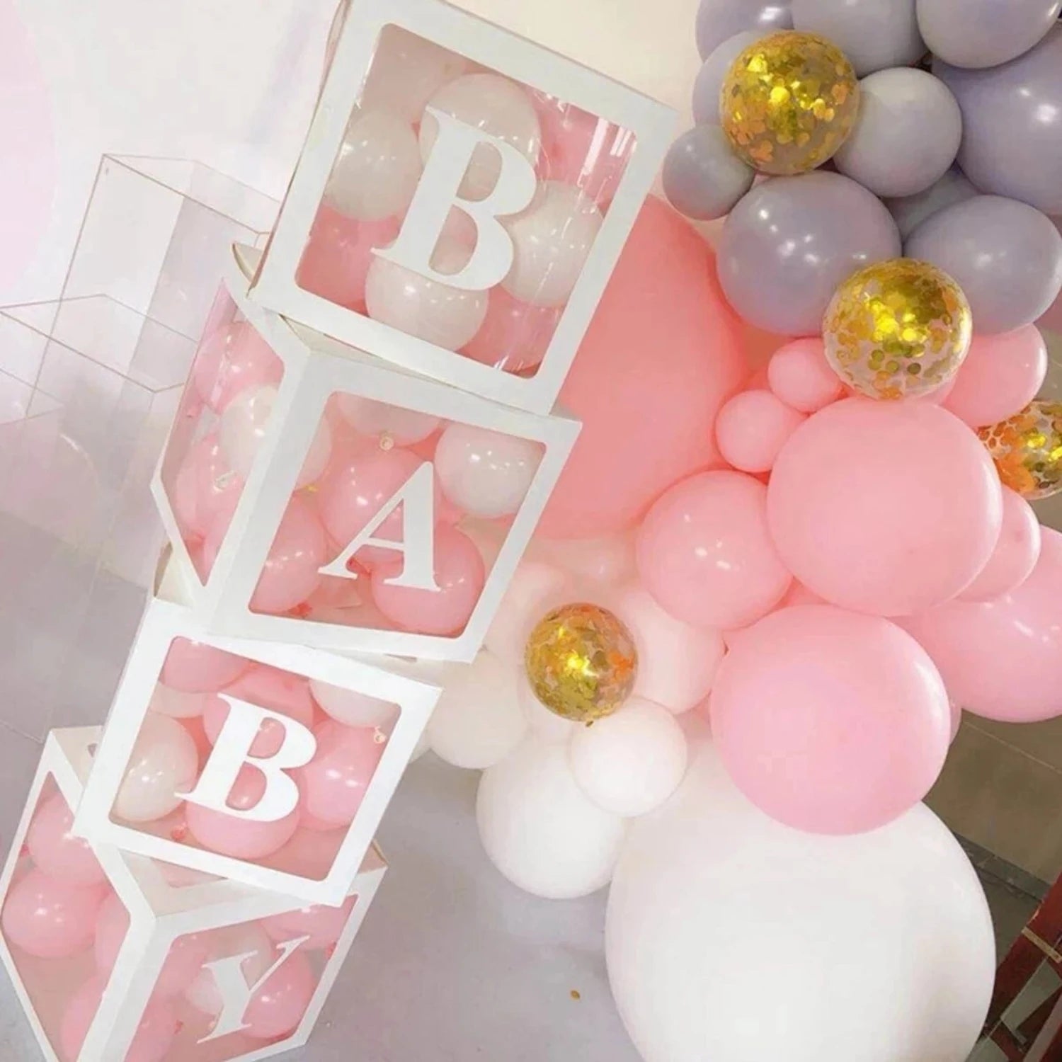 Adorable Gender Reveal Balloon Box Decoration for Boy or Girl Baby Shower to Celebrate Your Baby's First Year. Create the Perfec