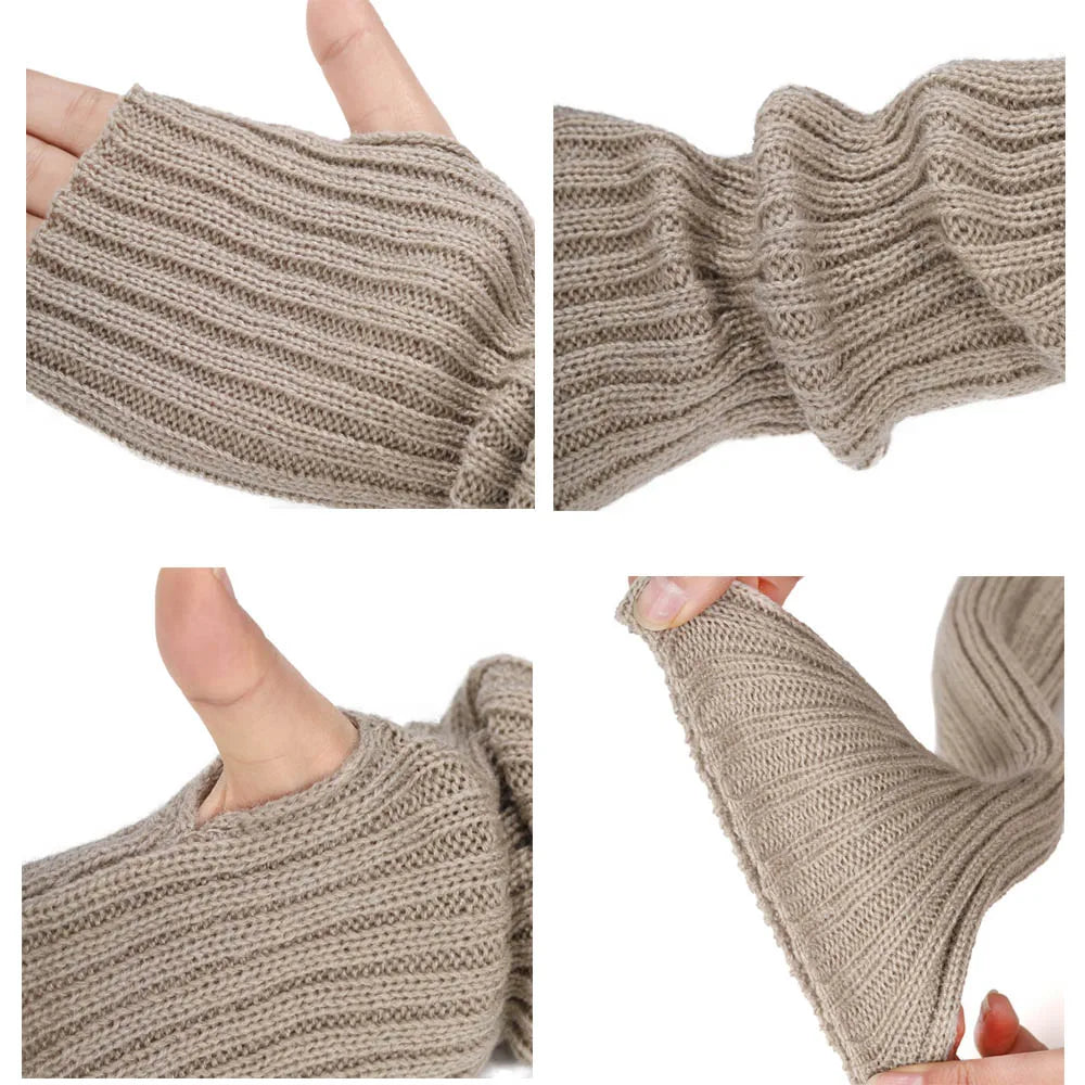 Fashion Winter Arm Sleeves Fingerless Gloves For Women Knitted Arm Warmers Long Half-finger Glove Punk Gothic Fingerless Mitten