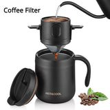 Paperless Coffee Drip Filter with 304 Double Stainless Steel Filter Reusable Coffee Filter for Home Office Travel (Black/White)