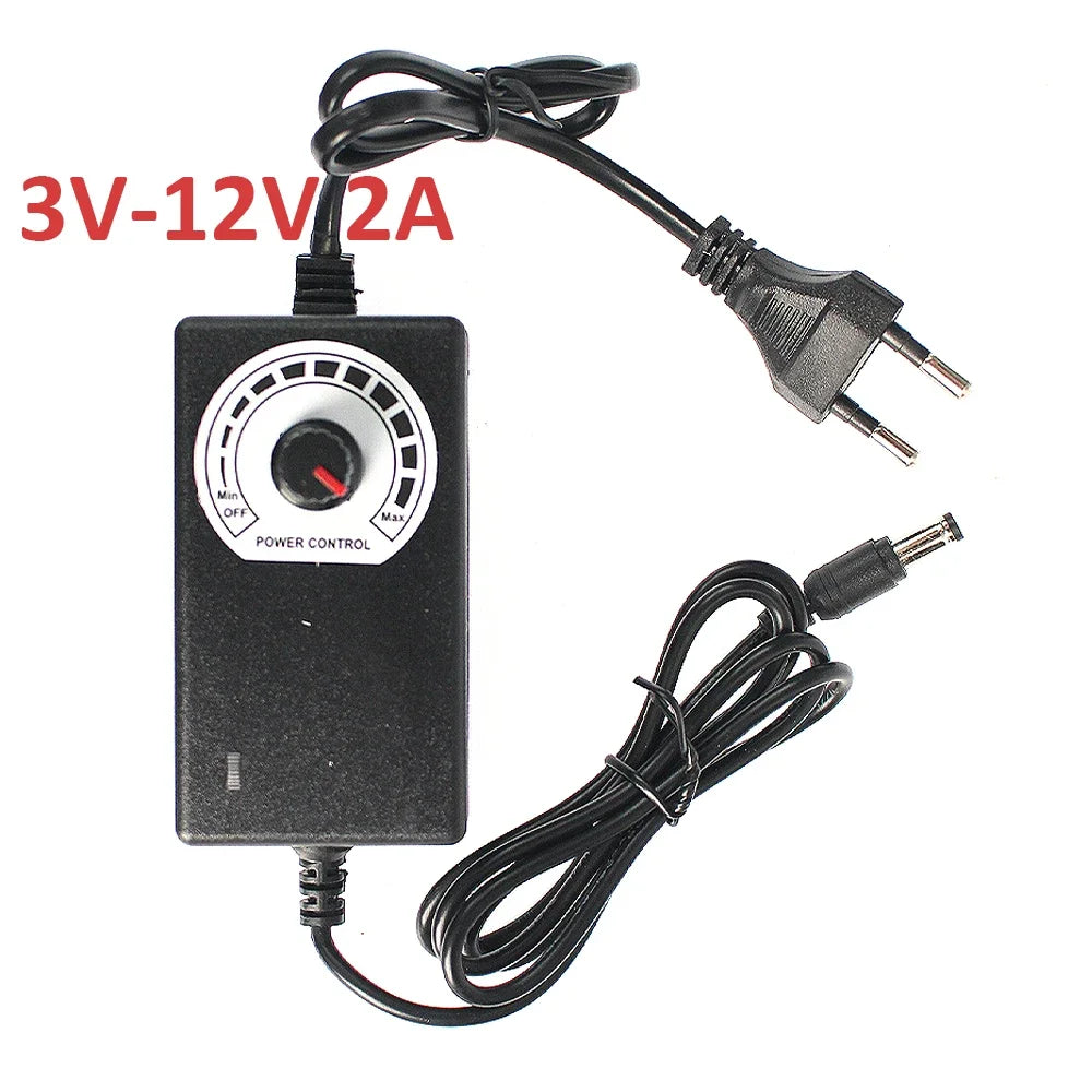 Adjustable Power Supply Converter DC 3V 5V 9V 12V 24V 36V 2A 220V EU To 3 9 12 24 36 V Volt Dimming Power Adapter Power Switch